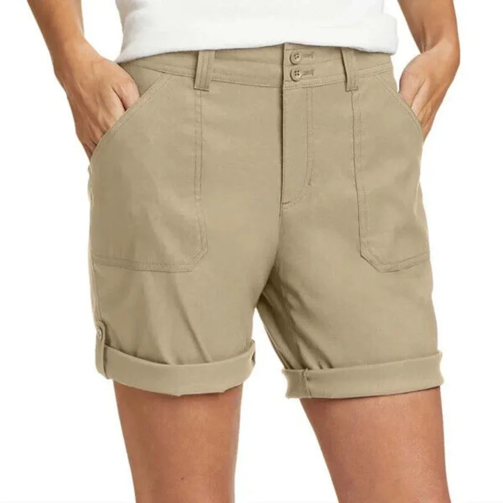 Eddie Bauer- Women’s Lightweight Adjustable Length Bermuda Short, Beige - Picture 1 of 8